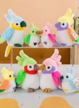 新款玄凤鹦鹉挂件公仔软萌仿真小鸟毛绒发声玩偶包包挂饰摆件