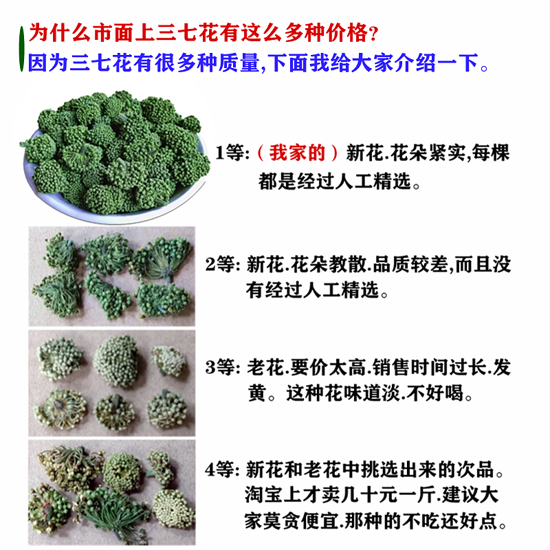 云南文山三七花特级野生功效田七花茶500g散装特产正品官方旗舰店 - 图0