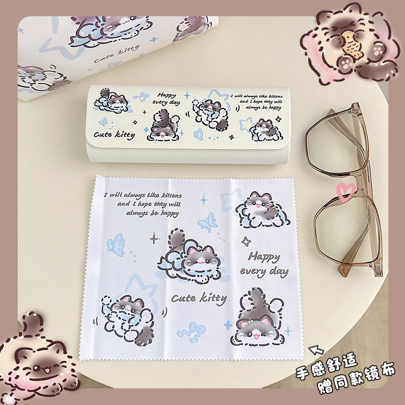 暹罗猫咪眼镜盒便携女高颜值ins风磁吸闭合眼睛盒子抗压学生可爱,淘宝优惠券,粉丝福利购,淘宝优惠卷