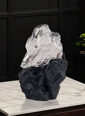 可定制轻奢透明石头雕塑摆件别墅