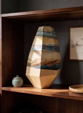 可定制创意实木山水画雕塑摆件