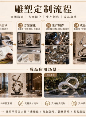 定制不锈钢玻璃钢酒店售楼处雕塑