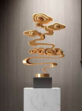 定制抽象金属祥云雕塑摆件新中式