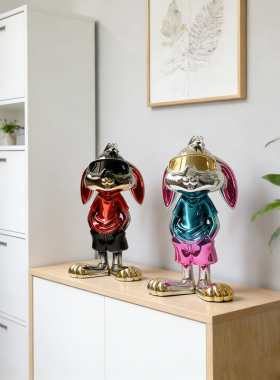 可定制轻奢抽象兔子卡通雕塑摆件