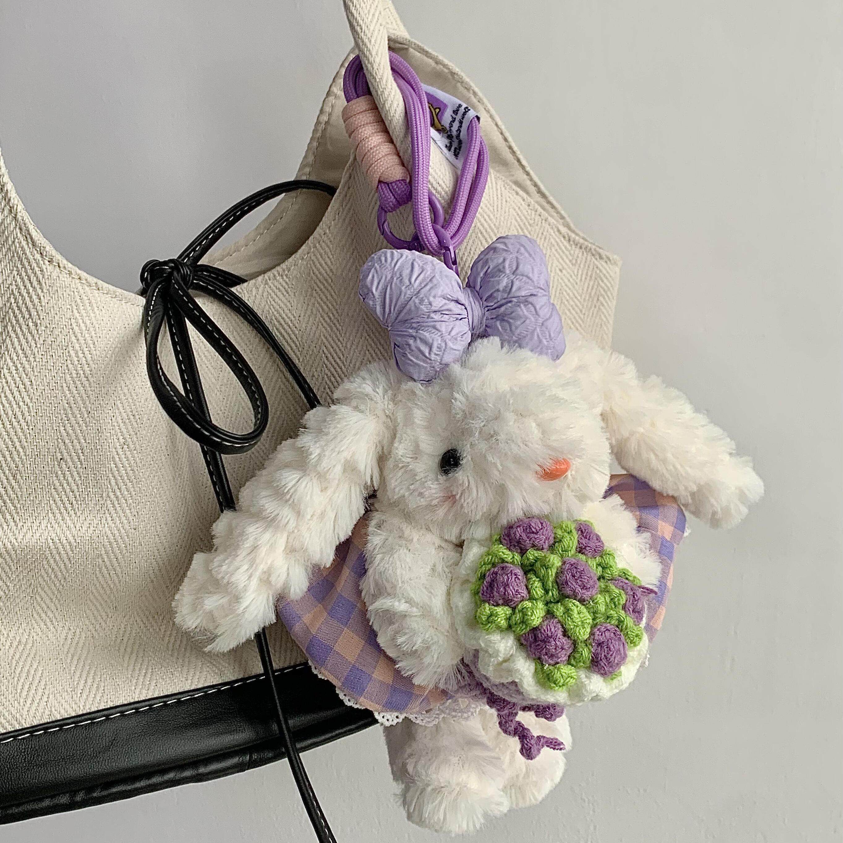 露丝同款可爱卡通毛绒垂耳小兔子手机背夹车挂绳斜挎包包挂件挂饰,淘宝优惠券,粉丝福利购,淘宝优惠卷