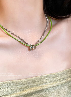 绿色双层小蛮腰项链2025新款