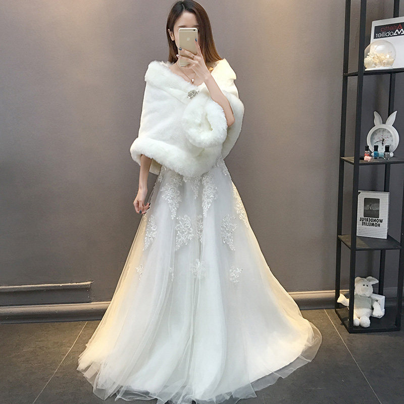 婚纱冬季斗篷新娘结婚旗袍毛披肩 雪凡黛围巾/丝巾/披肩