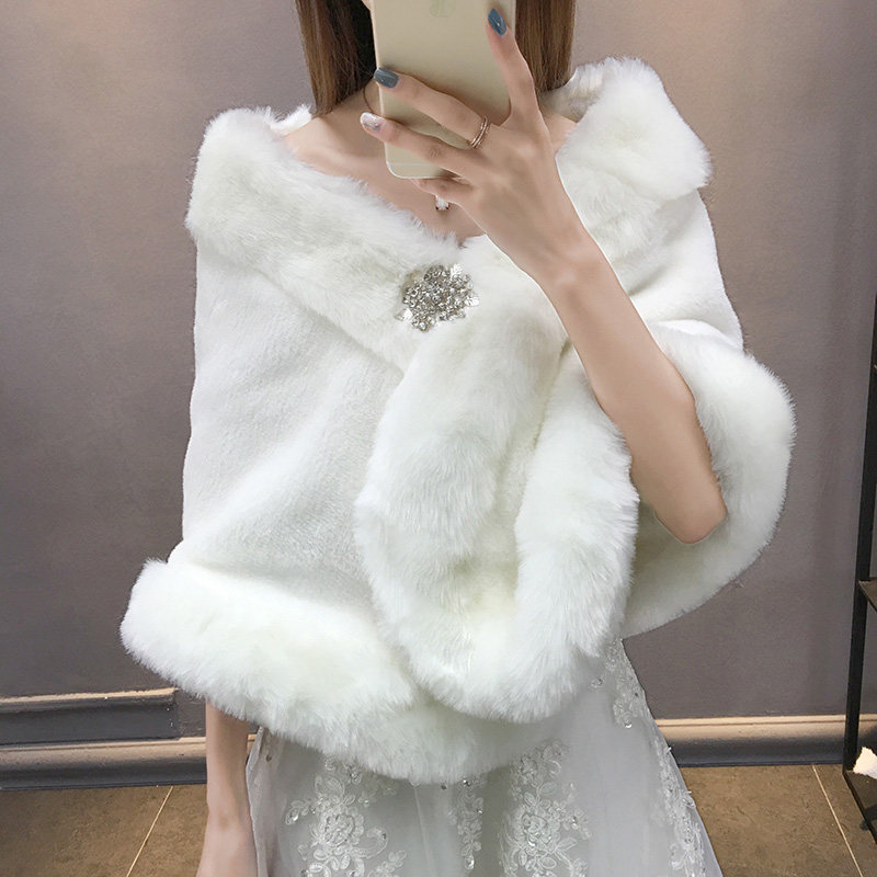 婚纱冬季斗篷新娘结婚旗袍毛披肩 雪凡黛围巾/丝巾/披肩