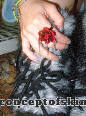 conceptofskin戒指花花世界·红 立体高级可调节百搭手作小众设计