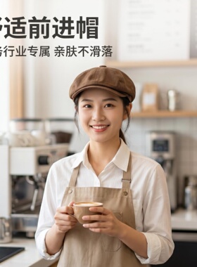 轻奢奶茶店短檐工装服务员帽