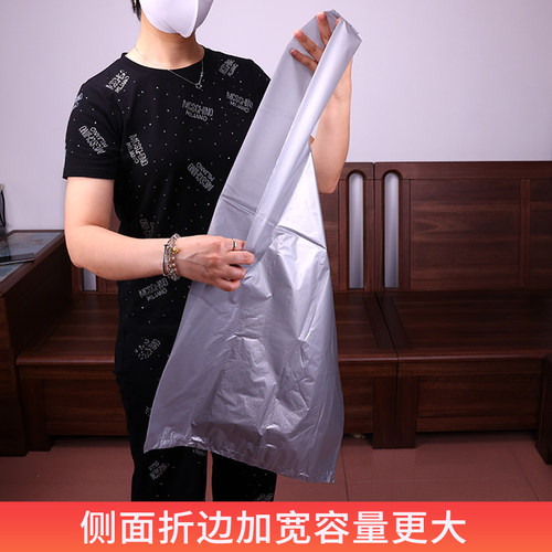 银灰色大号塑料袋手提打包带加厚服装黑色背心式大胶袋搬家装被子 - 图2