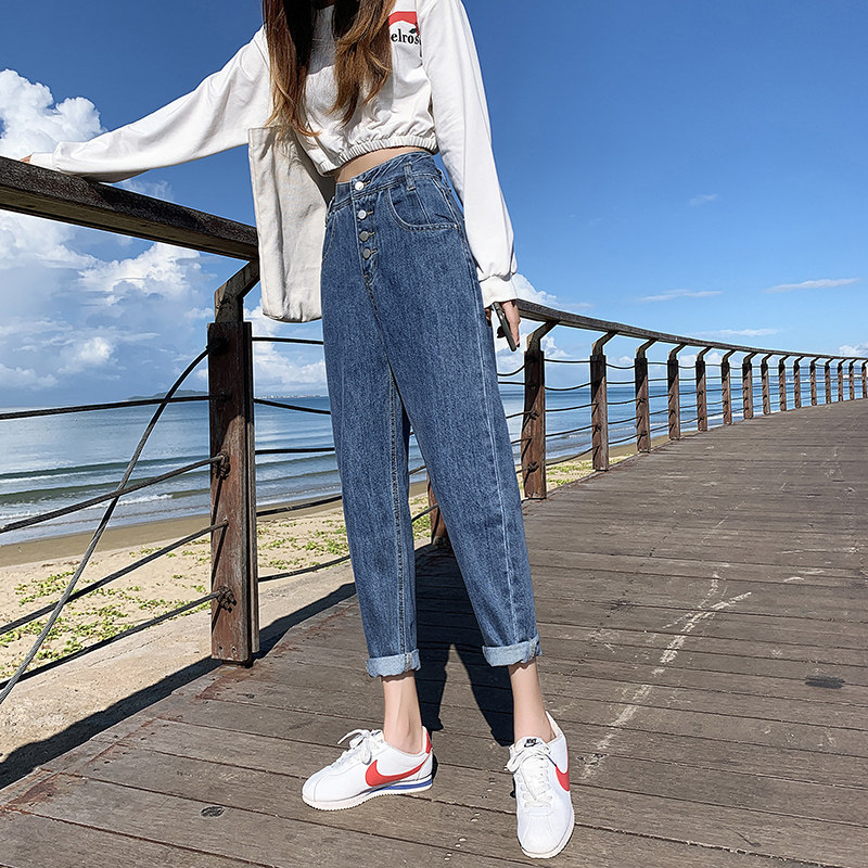 秋装2020年新款老爹秋季高腰牛仔裤 佩艳牛仔裤