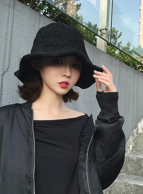 baby软妹原宿休闲风羊羔毛绒帽子
