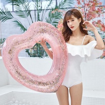 Summer new swimming ring inflatable heart-shaped swimming ring thickened PVC loving swimming ring on water inflatable loving flick