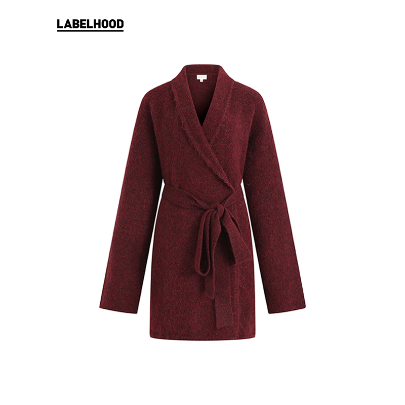 【Piacevole e】蕾虎时尚简约针织系带浴袍式开衫装上衣labelhood - 图3