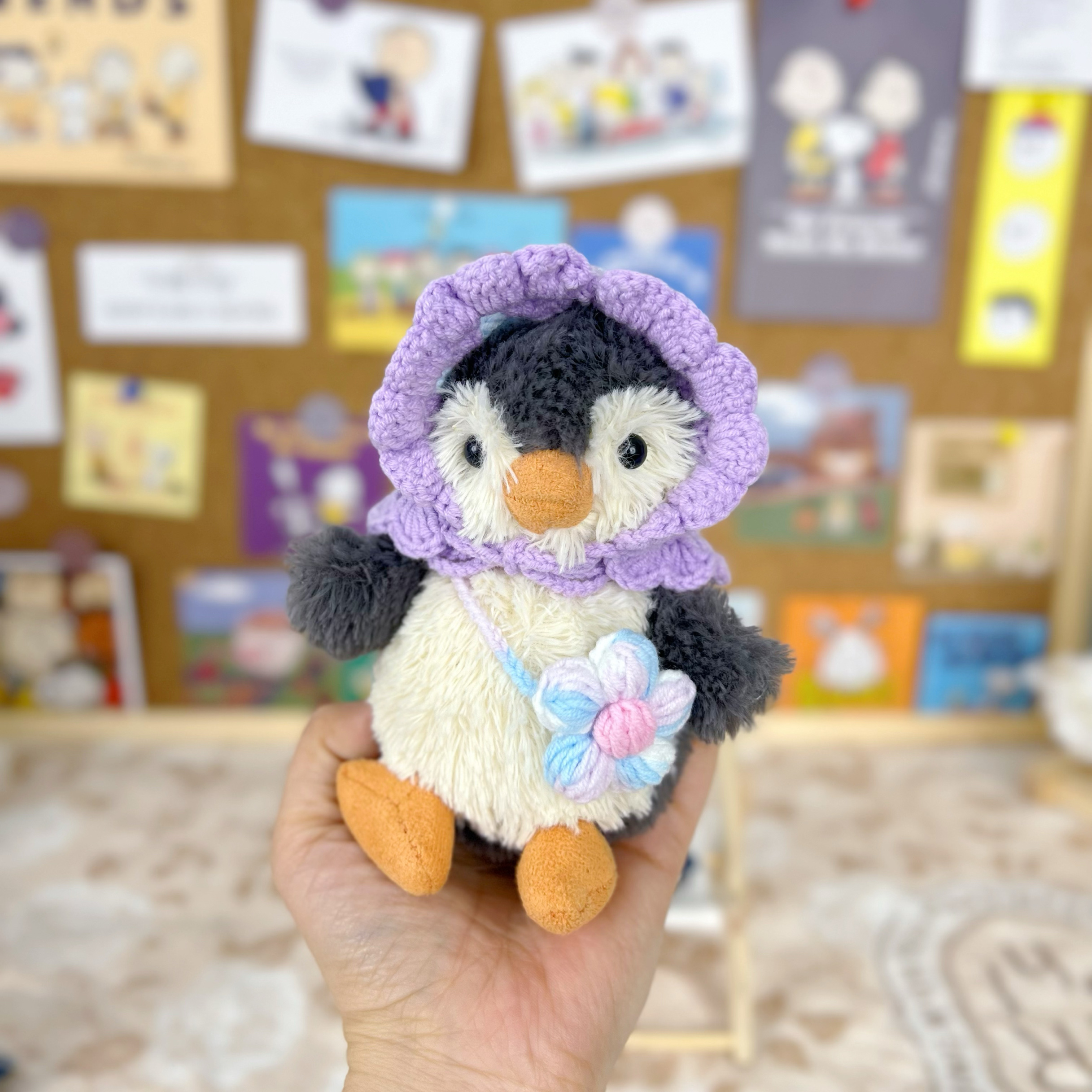 Jellycat11cm花生企鹅衣服手作钩织祖母格帽子玩偶公仔可爱娃衣 - 图1