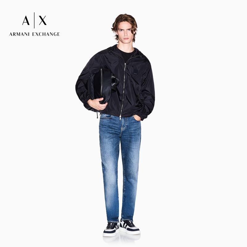 ARMANI EXCHANGE/阿玛尼男士连帽短款户外运动休闲飞行员夹克外套