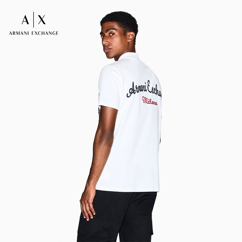 ARMANI EXCHANGE/阿玛尼秋冬新款男纯棉撞色刺绣正肩短袖薄T恤 - 图0