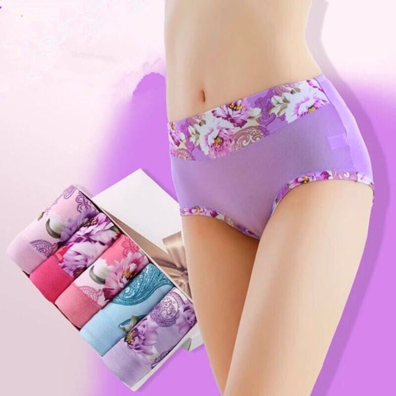5条中腰内裤女性感印花提臀塑身大小码胖瘦MM三角裤