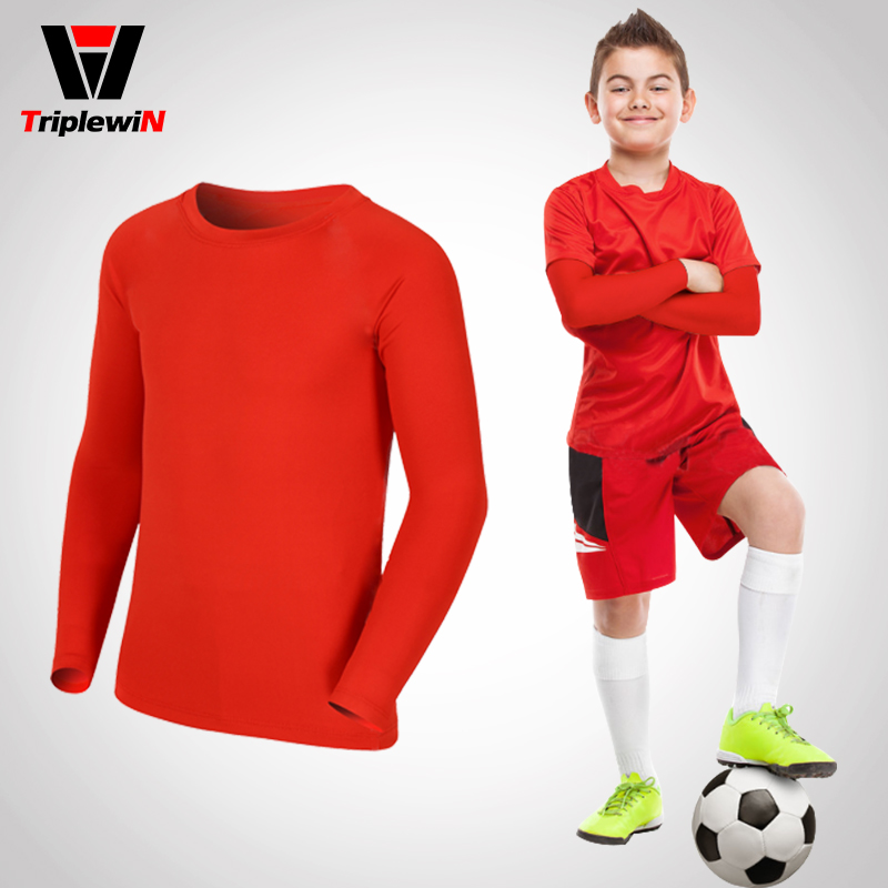 儿童打底防晒紧身上衣训练服 足球篮球骑行运动弹力紧身速干薄款 - 图1