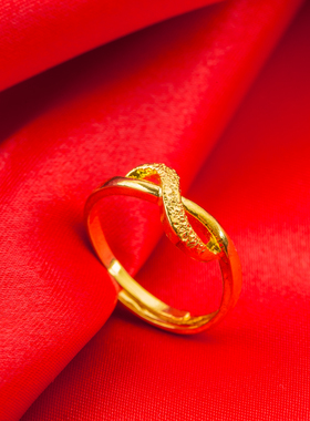 18k黄金戒指开口可调节双心多款