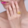 New jewelry pure gold filigree flower ring enamel moissanite inlaid gold women's ring