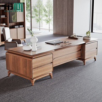 New Chinese Desk Brief Modern Big Bandae President Table Chairs Combined Baking Varnish Chairman Solid Wood Boss Table