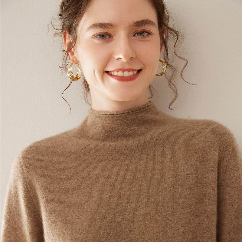 一线成衣卷边半高领山羊绒衫女毛衣秋冬大码宽松羊绒针织打底衫,淘宝优惠券,粉丝福利购,淘宝优惠卷