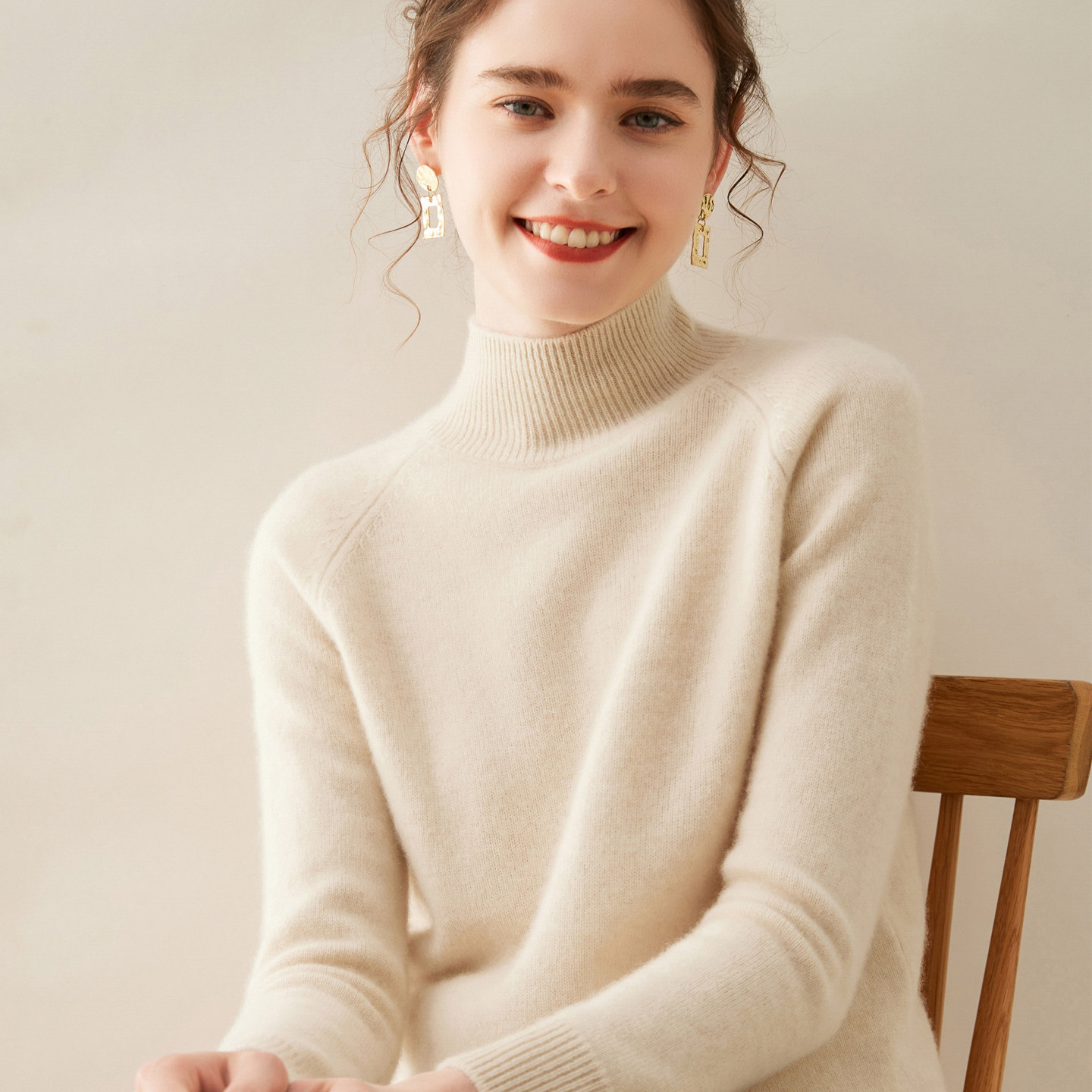 秋冬新款双股加厚羊绒衫女半高领针织毛衣插肩袖宽松山羊绒打底衫,淘宝优惠券,粉丝福利购,淘宝优惠卷