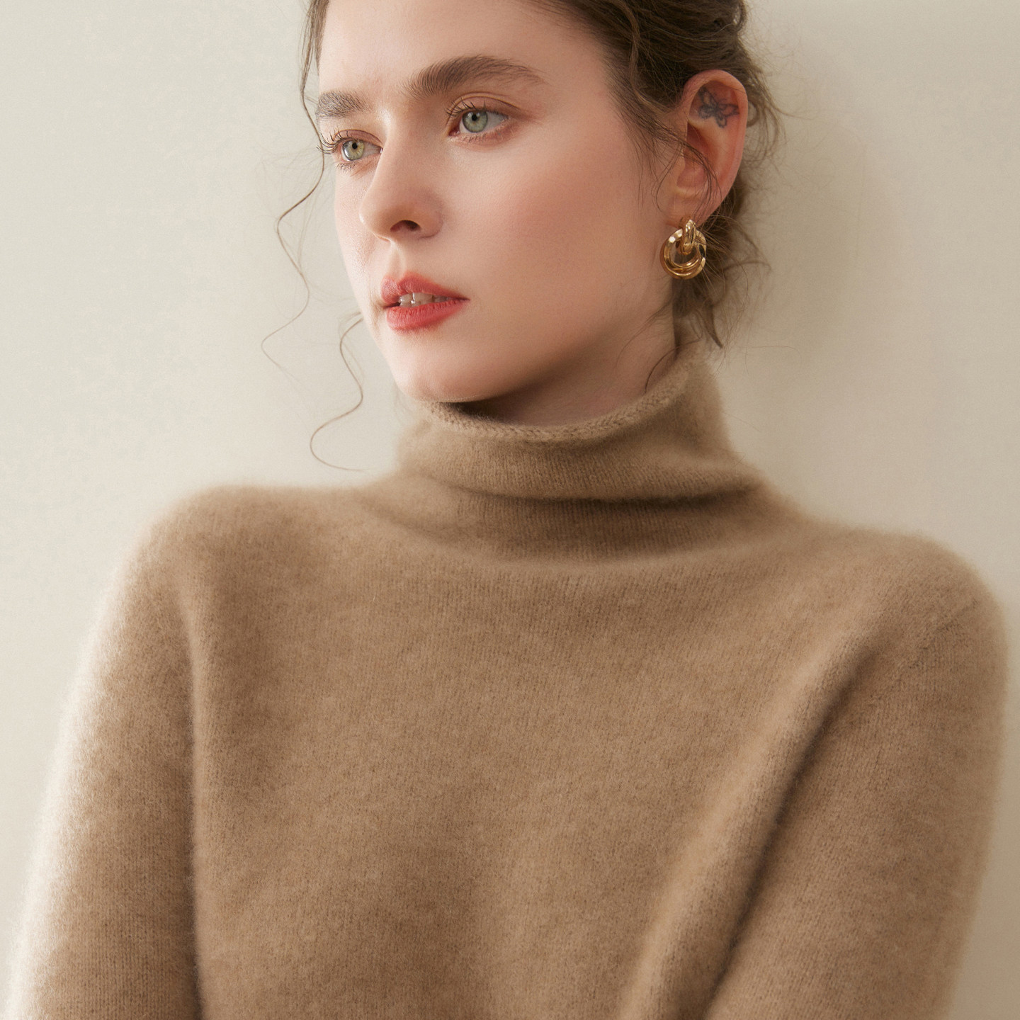 三股加厚羊绒衫女堆堆领纯色宽松无缝毛衣山羊绒高领针织打底衫,淘宝优惠券,粉丝福利购,淘宝优惠卷