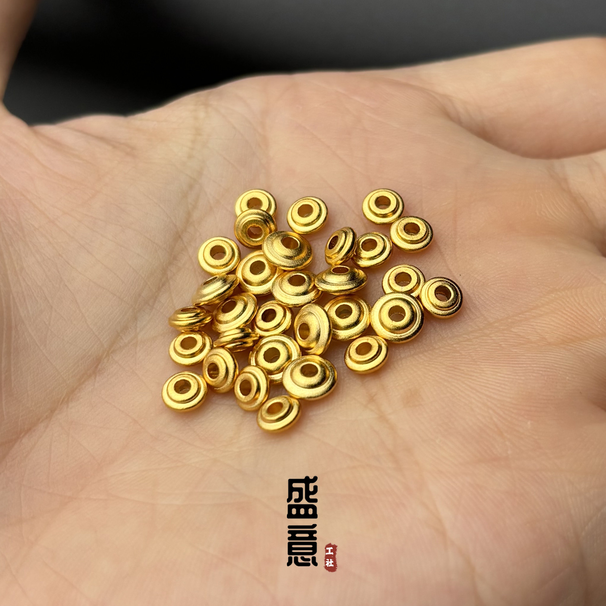 古法24K工艺黄金色925飞碟车轮圆隔片保色文玩手串配珠垫片,淘宝优惠券,粉丝福利购,淘宝优惠卷