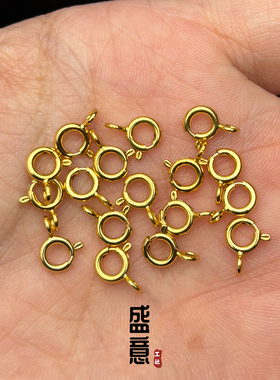 古法24K工艺黄金色弹簧扣龙虾扣手链项链收尾扣文玩手串diy配饰