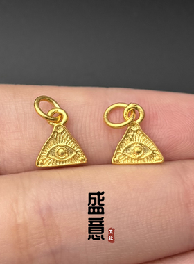 古法24K工艺黄金色称心如意吉上上签小滴流吊坠侧挂牌手串配饰