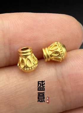 古法24K工艺黄金色金刚杵弟子珠吊坠顶珠菩提绿松石南红蜜蜡配珠