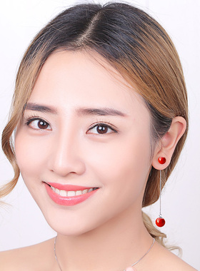 s999纯银耳钉长款玛瑙高级感耳线
