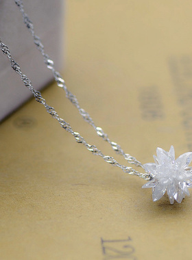 金属925银项链日韩国女冰花吊坠