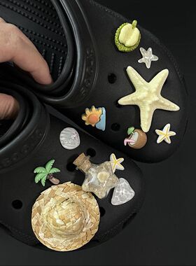 洞洞鞋配饰草帽许愿瓶鞋扣鞋花