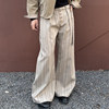 CATSSTAC Dzi beads dark stripe draped wide-leg trousers 2026 spring, skin-friendly, breathable, anti-wrinkle and smooth