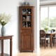 Pure solid wood glass door storage cabinet American wine cabinet corner cabinet triangle cabinet corner storage cabinet