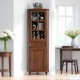 Pure solid wood glass door storage cabinet American wine cabinet corner cabinet triangle cabinet corner storage cabinet