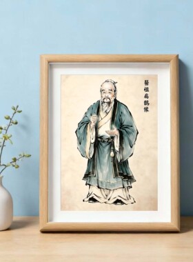 扁鹊画像相框摆件挂画