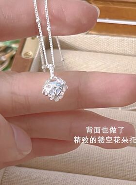 【花瓣月光】S925纯银项链圆形花朵吊坠小众简约锁骨链纯色链