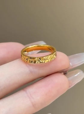 新款爆闪碎碎金闭口戒指宽版简约
