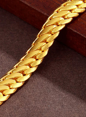 沙金三马鞭手链男编织纹理重工