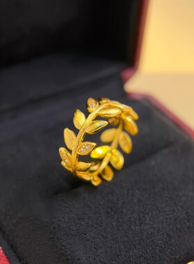 仿真黄金戒指女款镀金橄榄叶指环