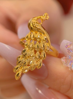 女沙金仿真黄金戒指结婚新娘三金