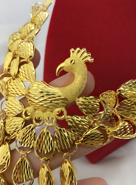 孔雀两用结婚镀金头饰套链