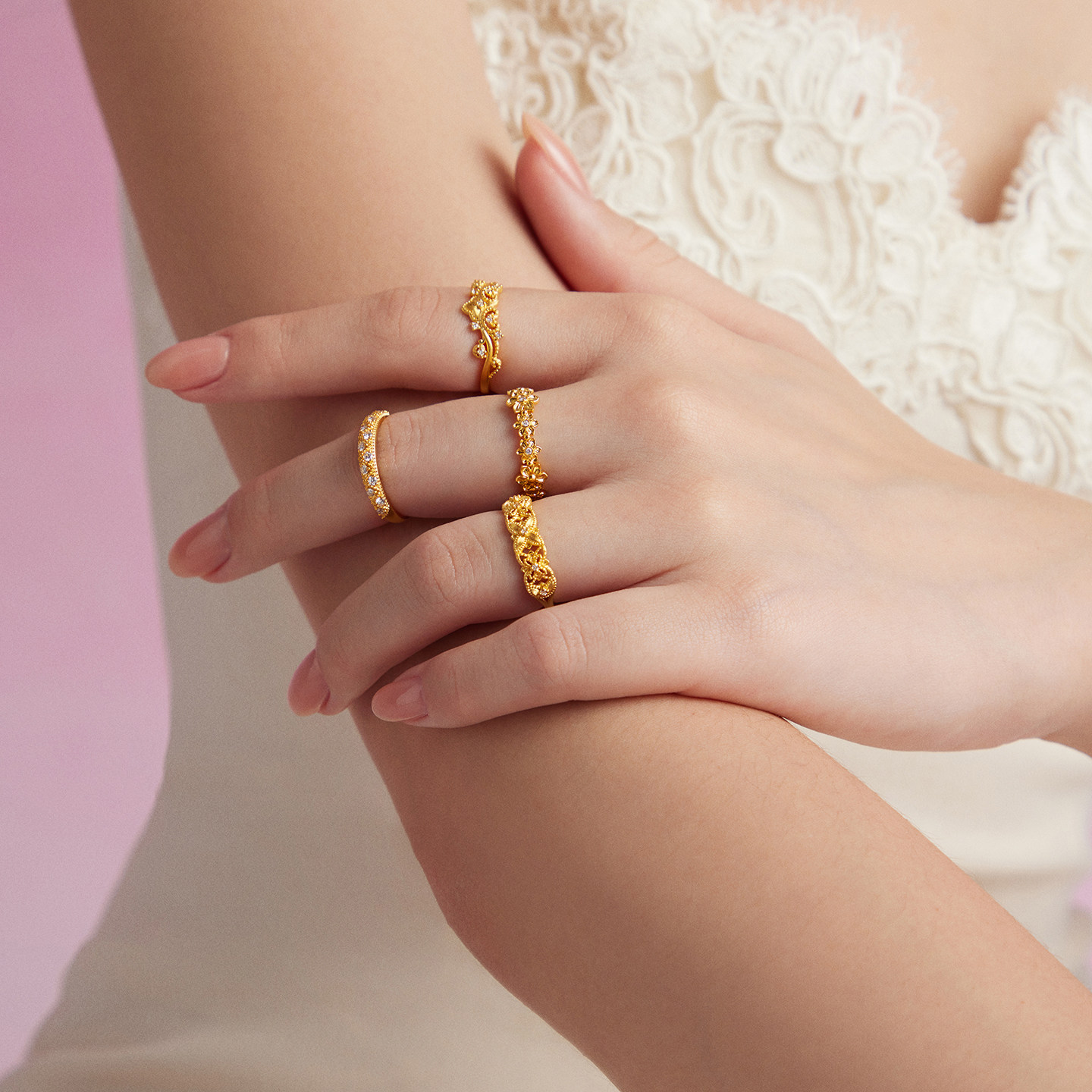 Chow Tai Fook SOINLOVE Muse Series Starry Gold Gold Diamond Ring VRU170