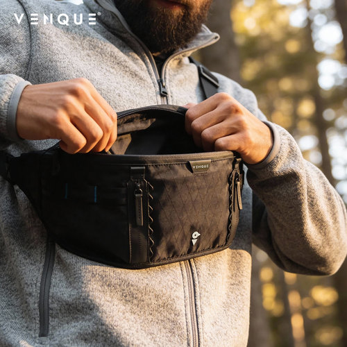 venque/范克新款男士斜挎包户外旅行大容量胸包休闲通勤背包机能 - 图1