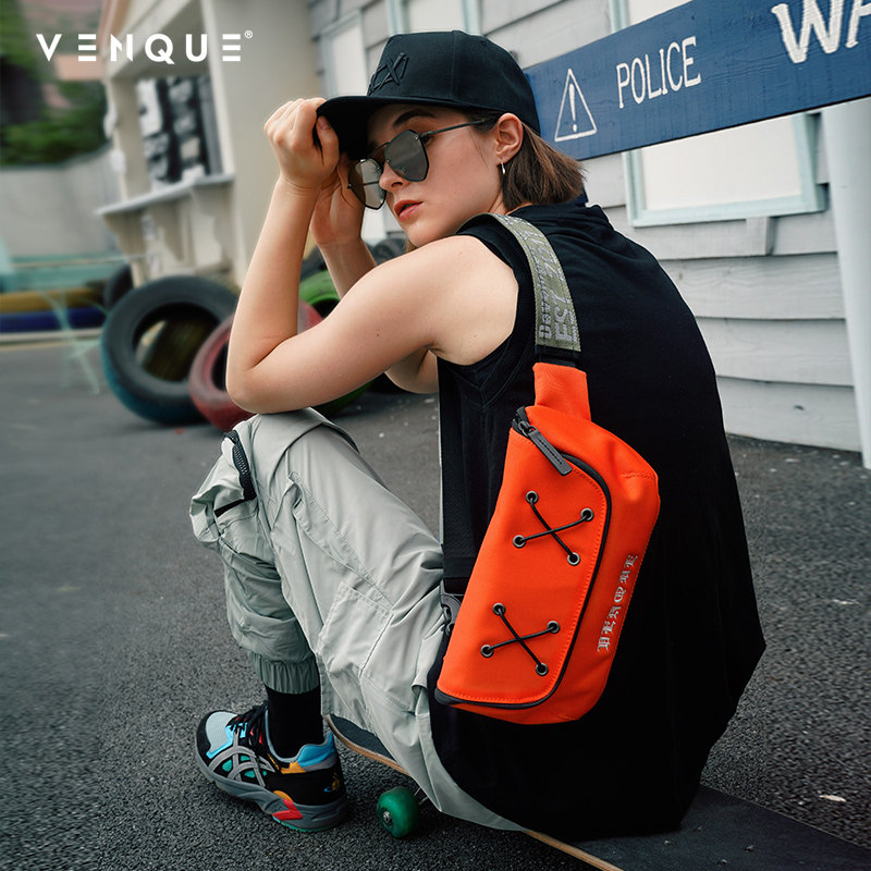 venque范克潮牌胸包女工装斜挎包 venque范克男士包袋